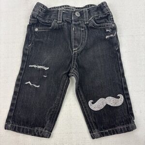 Calvin Klein Jeans Baby Girls Size 3/6 Months Black Distressed Sparkly EUC